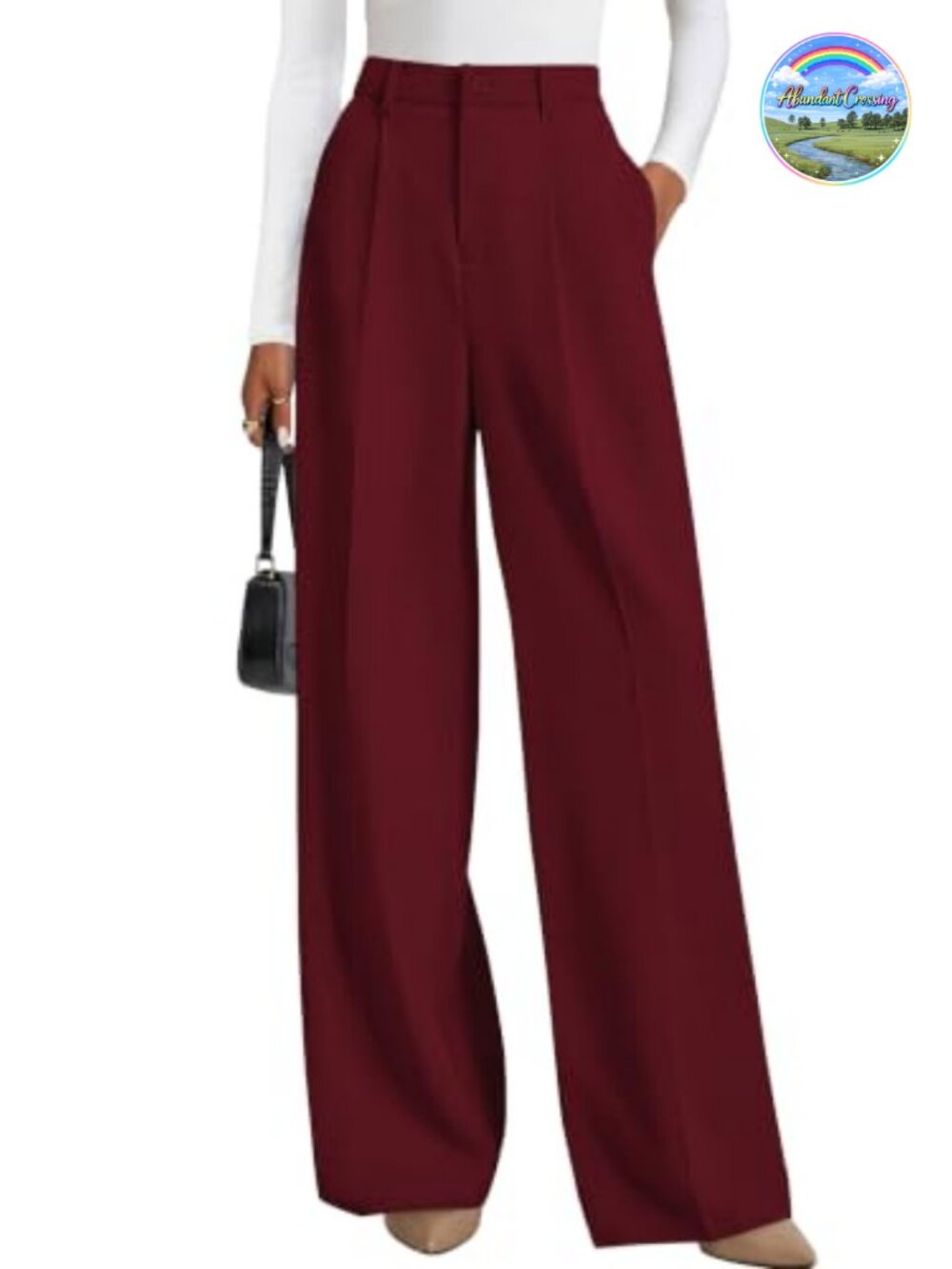Women's Flowy Wide Leg High Waisted Palazzo Dress Pants with Pockets